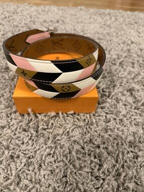 Louis Vuitton Limited Edition Chevron Pink/White/Black/Mono Bandolier Strap